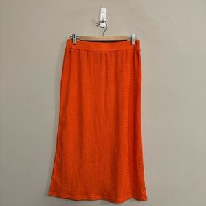 SHEIN orange textured midi length skirt